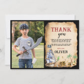 海賊誕生日パーティー写真サンキューカード サンキューカード (正面)