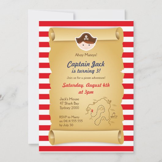海賊誕生日招待状 – 垂直 招待状 (正面)