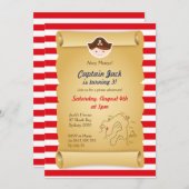 海賊誕生日招待状 – 垂直 招待状 (正面/裏面)