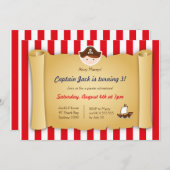 海賊誕生日招待状 – 水平 招待状 (正面/裏面)