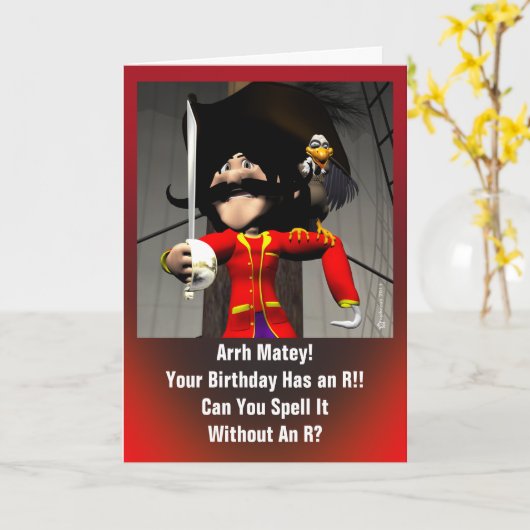 海賊誕生日 カード (黄色い花)