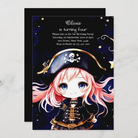 海賊誕生日 招待状 (正面/裏面)