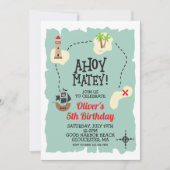 海賊財宝マップ誕生日招待状 招待状 (正面)