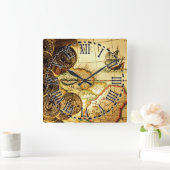 海賊金ゴールドの宝物地図の柱時計 スクエア壁時計 (ホーム)