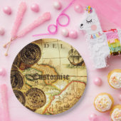 海賊金ゴールドの宝物地図 ペーパープレート (パーティー)