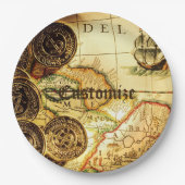 海賊金ゴールドの宝物地図 ペーパープレート (正面)