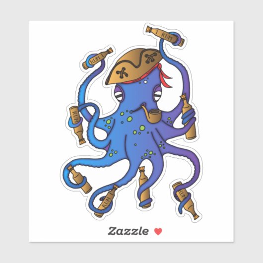 海賊飲タコとラムボトル航海の シール (シート)