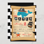 海賊鯨とヒトデ誕生日招待状 招待状 (正面/裏面)