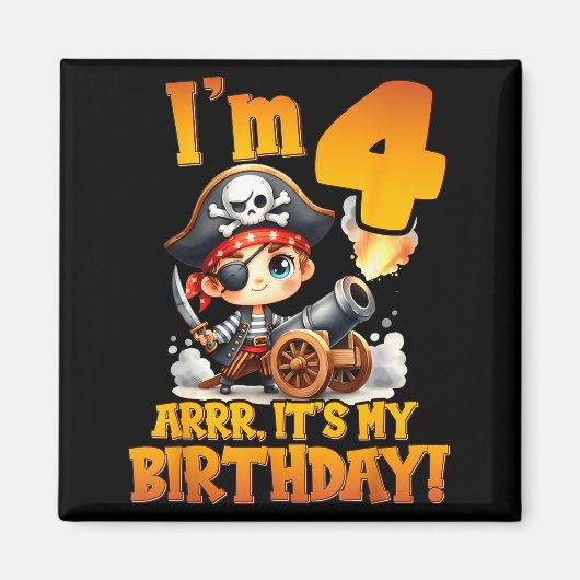 海賊4歳の誕生日 おれは4だ 海賊の誕生日だ マグネット (正面)