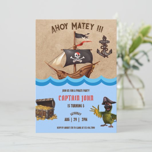 海賊5番目のバースデーパーティ招待状 招待状 (スタンド正面)