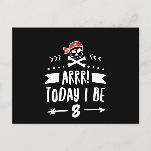 海賊8th誕生日パーティーArrr今日I be 8赤 ポストカード (正面)