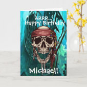 海賊 スカル キャプテン シップ カード (黄色い花)