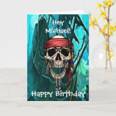 海賊 スカル 船長 カード (黄色い花)