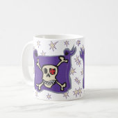 海賊: 星が付いているスカルおよび十字の骨の旗 コーヒーマグカップ (正面左)