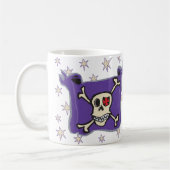 海賊: 星が付いているスカルおよび十字の骨の旗 コーヒーマグカップ (左)