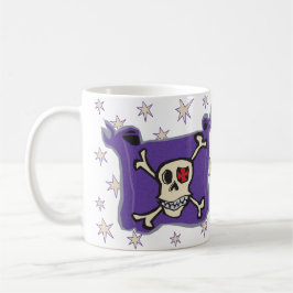 海賊: 星が付いているスカルおよび十字の骨の旗 コーヒーマグカップ