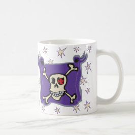 海賊: 星が付いているスカルおよび十字の骨の旗 コーヒーマグカップ