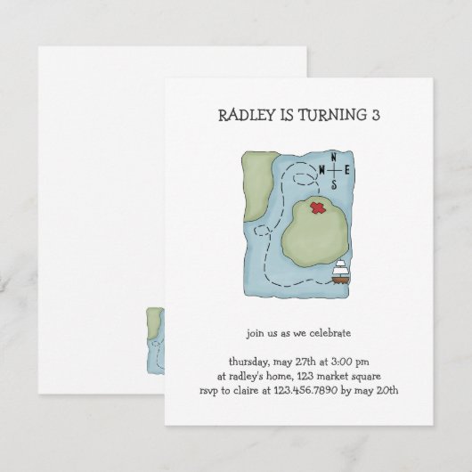 海賊 · 海賊の地図 招待状 (正面/裏面)