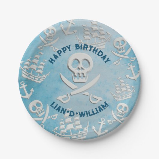海賊!男の子の誕生日パーティー紙プレート ペーパープレート (正面)