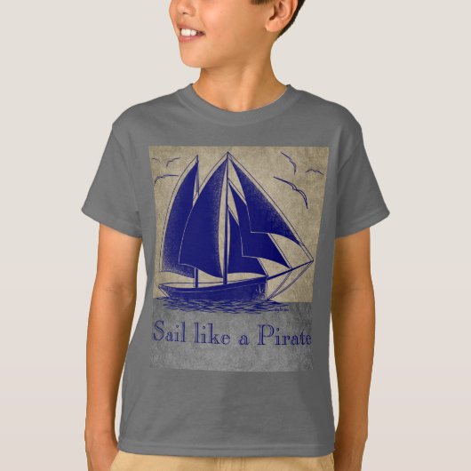 海賊、航海のな男の子個人的なヴィンテージのように航海して下さい Tシャツ (正面)