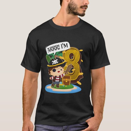海賊 8歳 海賊万歳 Tシャツ (正面)