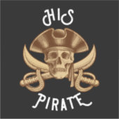 海賊 vintage 髑髏と剣 ブラック シール (正面)