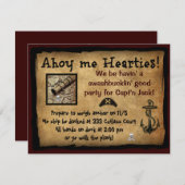 海賊Ahoy私Hearties! パーティーの招待 招待状 (正面/裏面)