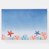 海赤ちゃんシャワー水色ヒトデのサンゴ ゲストブック (裏面)
