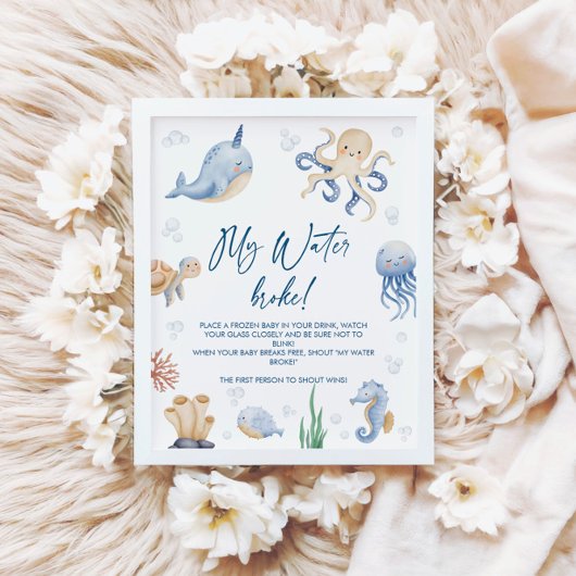 海赤ちゃんシャワー私の水がゲームサインを破った ポスター