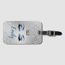 海赤面ブルーファブラスグリッターアイズ ラゲッジタグ