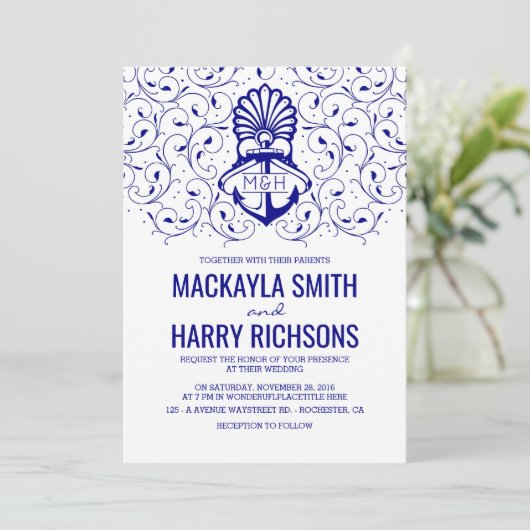 海軍いかりの航海のなビーチ結婚式 招待状 (スタンド正面)