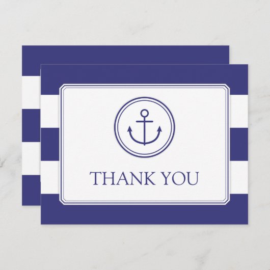 海軍いかりはベビーシャワーが航海のな感謝していしている縞で飾ります サンキューカード (正面/裏面)