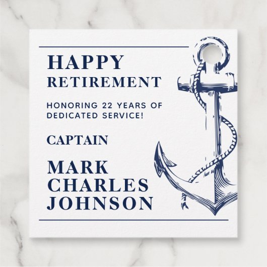 海軍いかり退職航海のメッセージカード フェイバータグ (裏面)