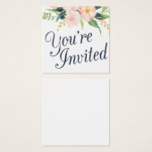 海軍およびフローラ結婚式招待状名プレートカード (正面&裏面)