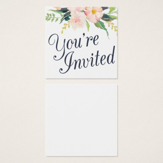 海軍およびフローラ結婚式招待状名プレートカード (正面&裏面)