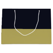 海軍および大きい金ゴールドのギフトバッグ-光沢のある ラージペーパーバッグ (正面)