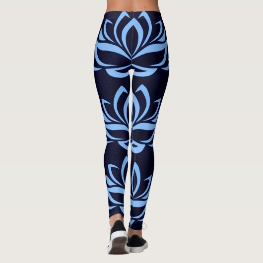 海軍および淡いブルーのはすデザインのレギンス レギンス (裏面)