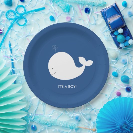 海軍および白いクジラのベビーシャワーの紙皿 ペーパープレート (パーティー)