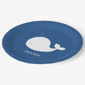 海軍および白いクジラのベビーシャワーの紙皿 ペーパープレート (アングル)