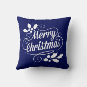 海軍および白いメリークリスマスの原稿のタイポグラフィ クッション (裏面)