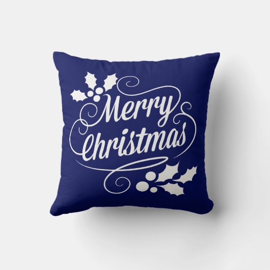 海軍および白いメリークリスマスの原稿のタイポグラフィ クッション (裏面)