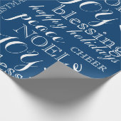 海軍および白い単語の芸術のクリスマスの包装紙 ラッピングペーパー (角)