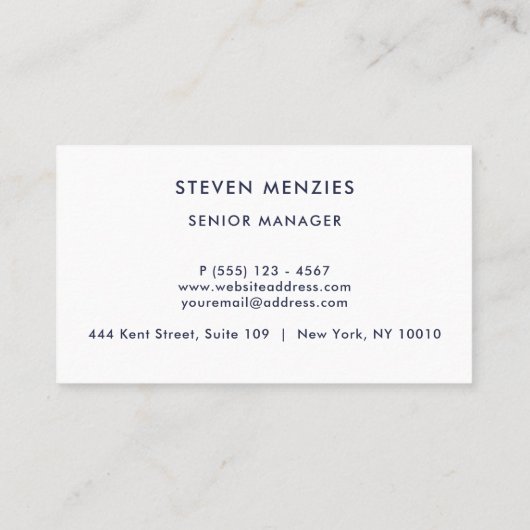 海軍および白モダン人金融サービス会社 名刺 (裏面)