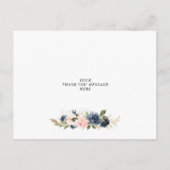 海軍および赤面フローラフローレルサンキューカード インビテーションポストカード (裏面)