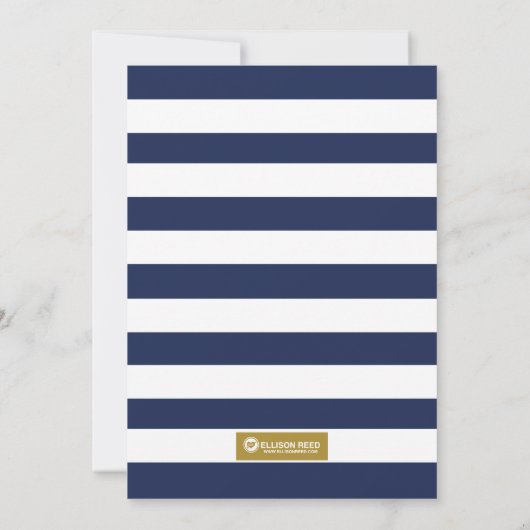 海軍および金ゴールドのベビーシャワーの招待状、男の赤ちゃん 招待状 (裏面)