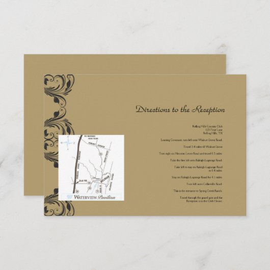 海軍および金ゴールドの仮面舞踏会の結婚式の方向 エンクロージャーカード (正面/裏面)