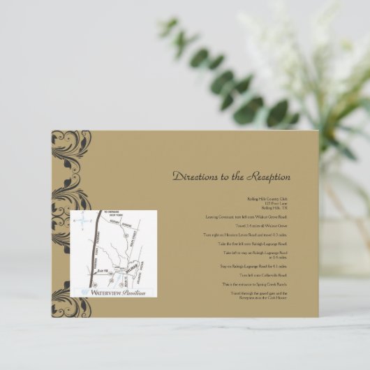 海軍および金ゴールドの仮面舞踏会の結婚式の方向 エンクロージャーカード (スタンド正面)