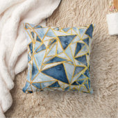 海軍および金ゴールドの幾何学的なパターン クッション (ブランケット)