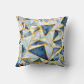 海軍および金ゴールドの幾何学的なパターン クッション (裏面)