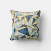 海軍および金ゴールドの幾何学的なパターン クッション (正面)